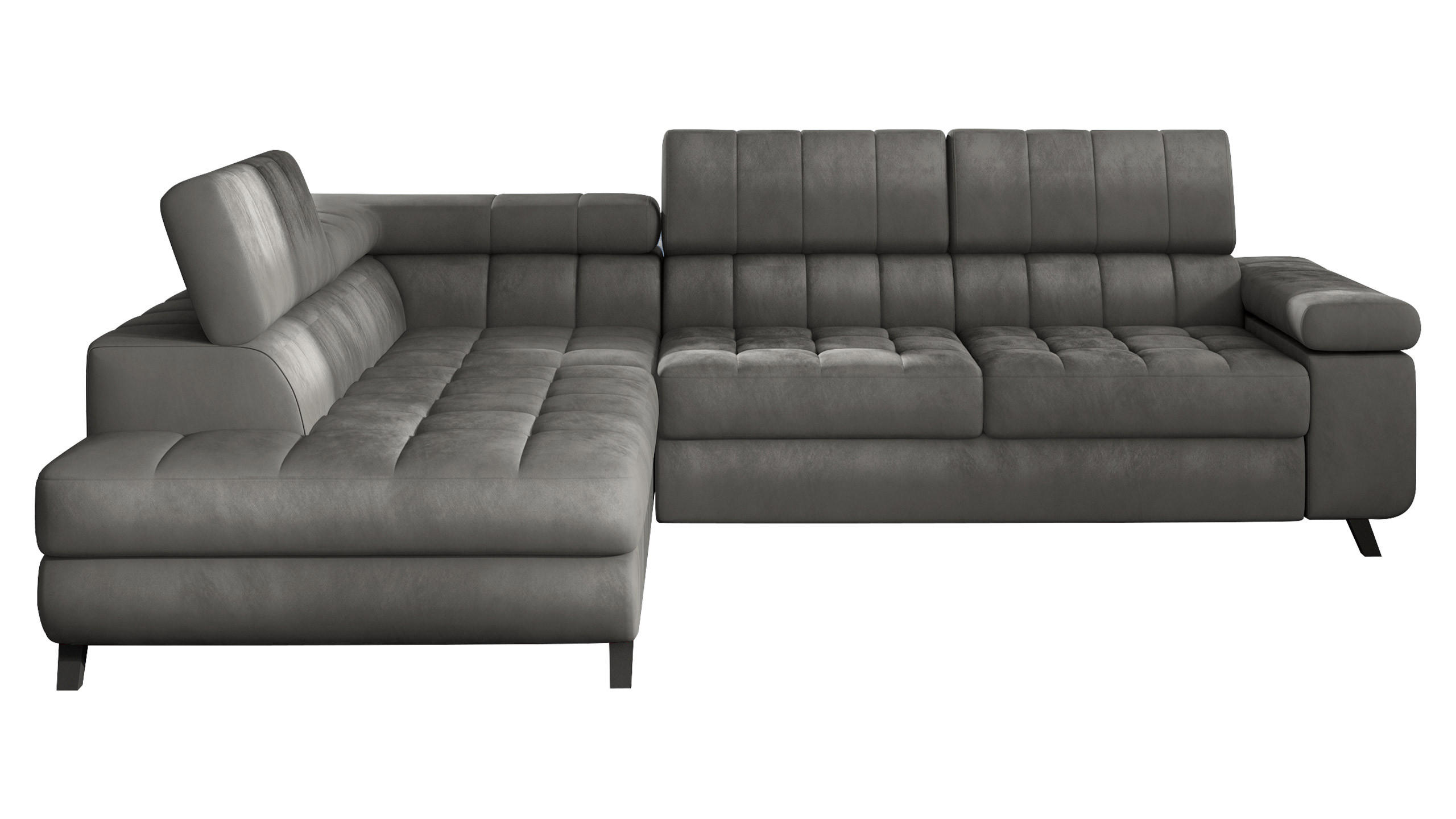 ECKSOFA Nord, Seite: Links - Greige/Schwarz, Holz/Textil (264/203cm) - MIRJAN24