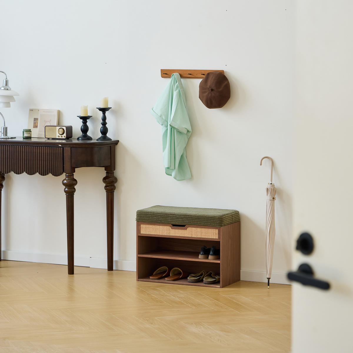 SCHUHSCHRANK Holz Grün - Grün, Holz (60/44/30cm) - Nordlys