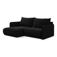ECKSOFA mit Schlaffunktion Samt Stoff Schwarz - Schwarz, Kunststoff/Textil (148/207cm) - LaMiaSofa