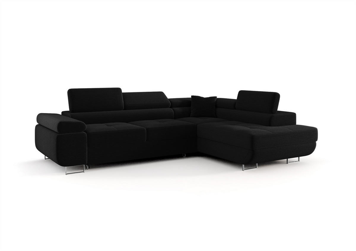 ECKSOFA Monaro Mit Schlaffunktion - Schwarz, Holzwerkstoff/Textil (275/202cm) - Fun Möbel