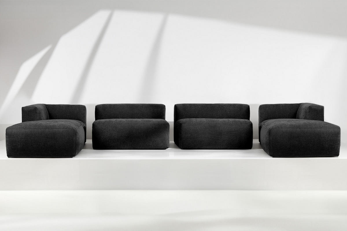PANORAMA-ECKSOFA BUFFO 7/8 Sitzer mit extrem weicher Sitzfläche, Gewebestoff, graphit - Graphitfarben, Textil (424/73/180cm) - KONSIMO®
