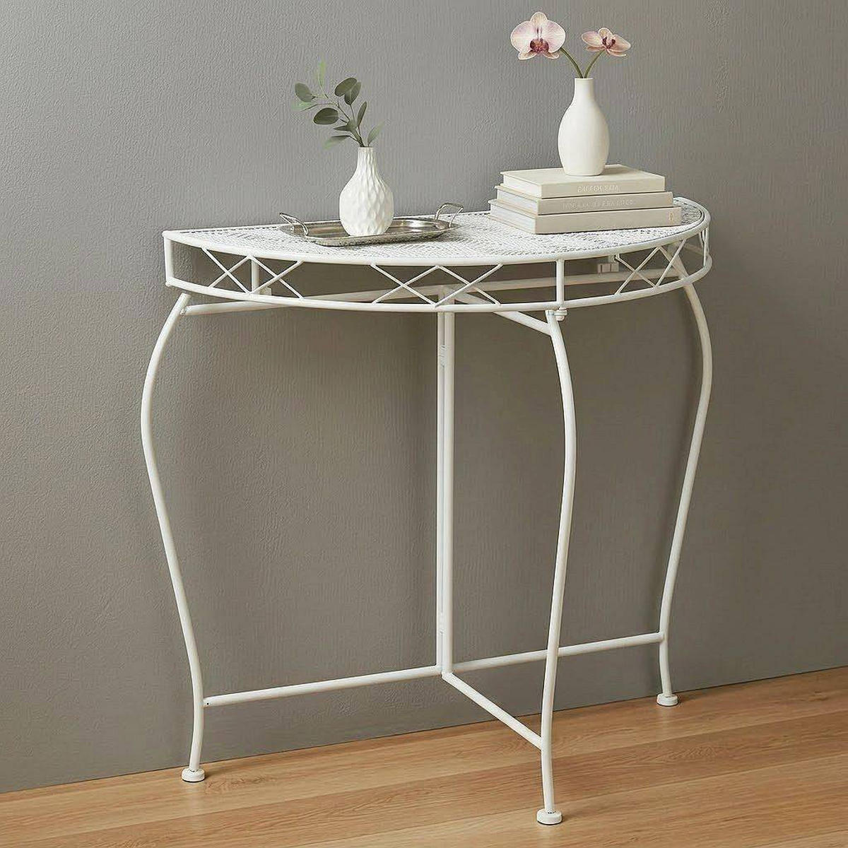 KONSOLENTISCH Weiss Metall 75 cm 96313 - Weiß, Metall (36/75/75cm) - DanDiBo