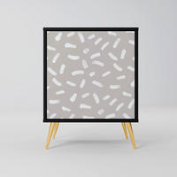 SIDEBOARD PASSING SECONDS, Schwarz, 57,5x42x75,5 cm, Goldfarbene Metallfüße - Goldfarben/Multicolor, Holzwerkstoff/Metall (57.5/75.5/42cm) - SpaceRebels