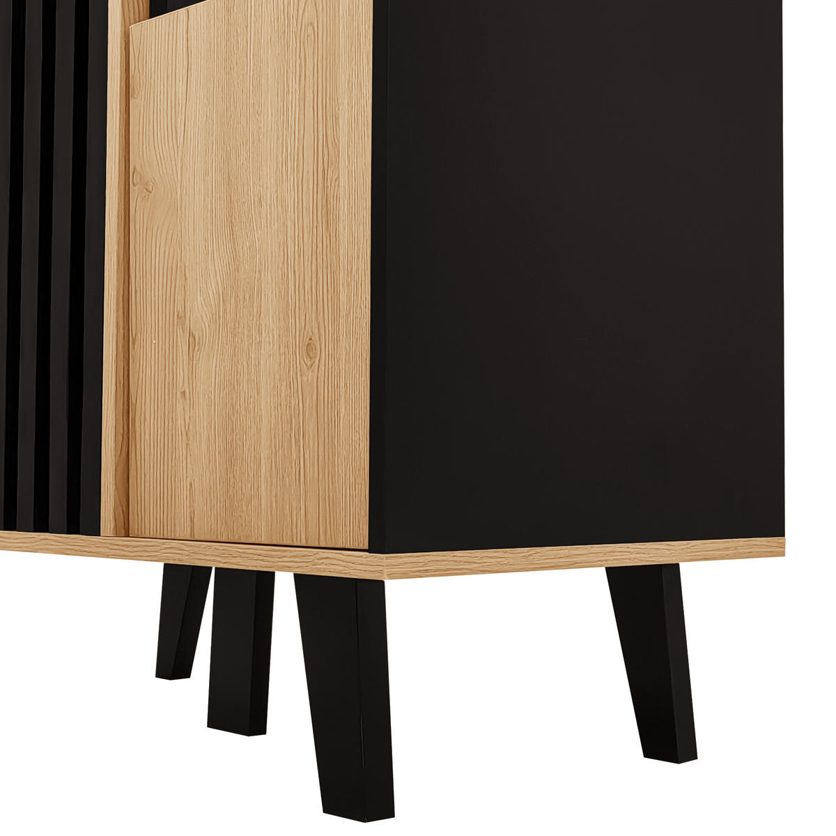 BIFE omara z 2 vrati, LED-osvetlitvijo in steklom, 80/120/40 cm, videz lesa/črna - naravne barve, leseni material (40/120/80cm) - OKMYHOME