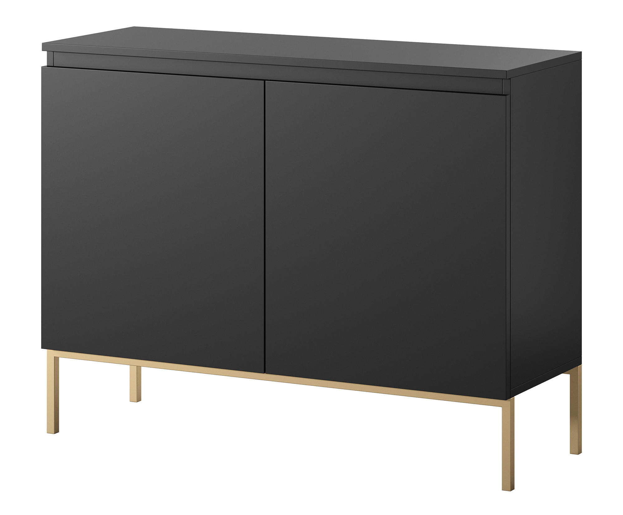 SIDEBOARD Bemmi Schwarz mit goldenen Metallbeinen 100 cm - Goldfarben/Schwarz, Holzwerkstoff/Metall (100/77/35cm) - Selsey