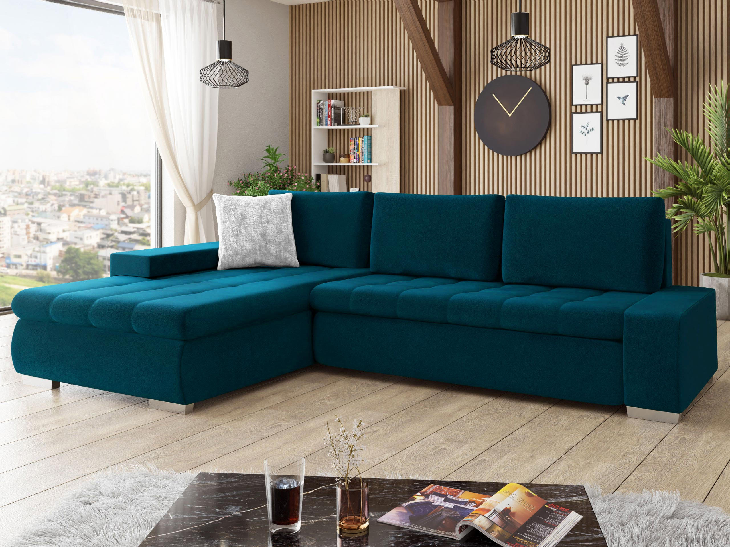 ECKSOFA Orkan Premium - Türkis, Holz/Textil (302/213cm) - MIRJAN24