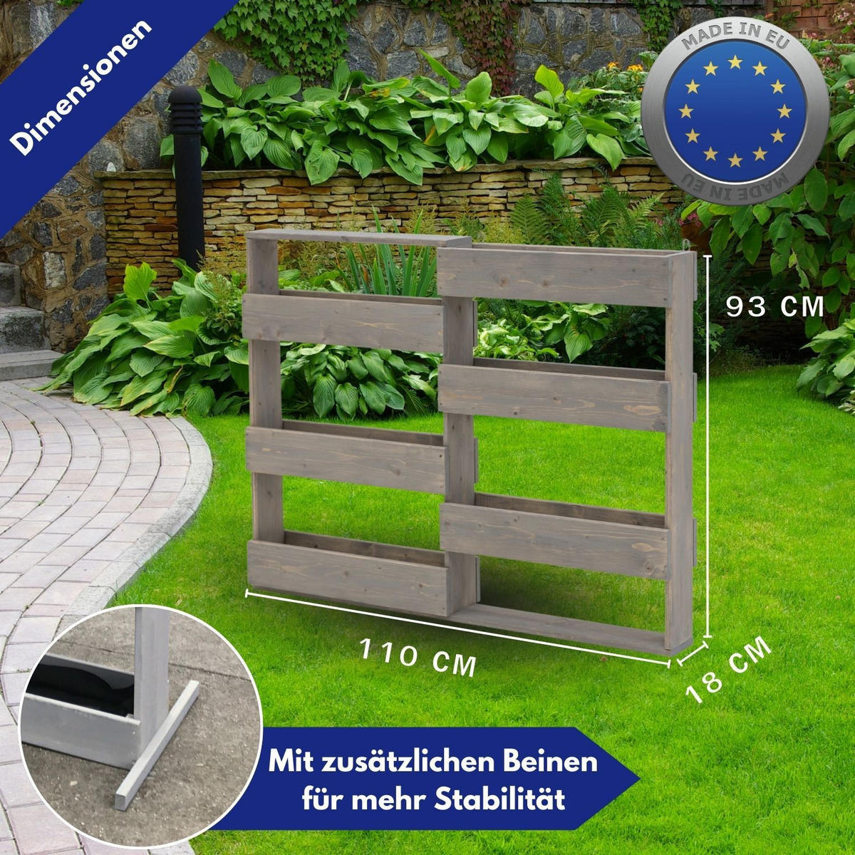 VERTIKALBEET RIGA Kräuterbeet Holz 6 Pflanzkästen - Grau, Holz (18/93/110cm) - Coemo