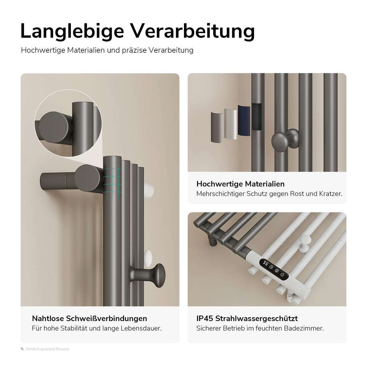 HEIZKÖRPER Elektrisch Thermostat & App-Steuerung Anthrazit-Weiß 140/37,5 cm - Anthrazit/Weiß, Metall (37.5/140/15.7cm) - EMKE
