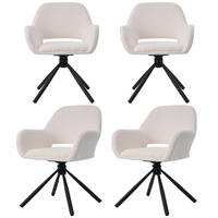 ESSZIMMERSTUHL 4er Set Drehbar Sherpa Weiss Armlehnen - Weiß, Holz (61.6/80/60.6cm) - FLIEKS