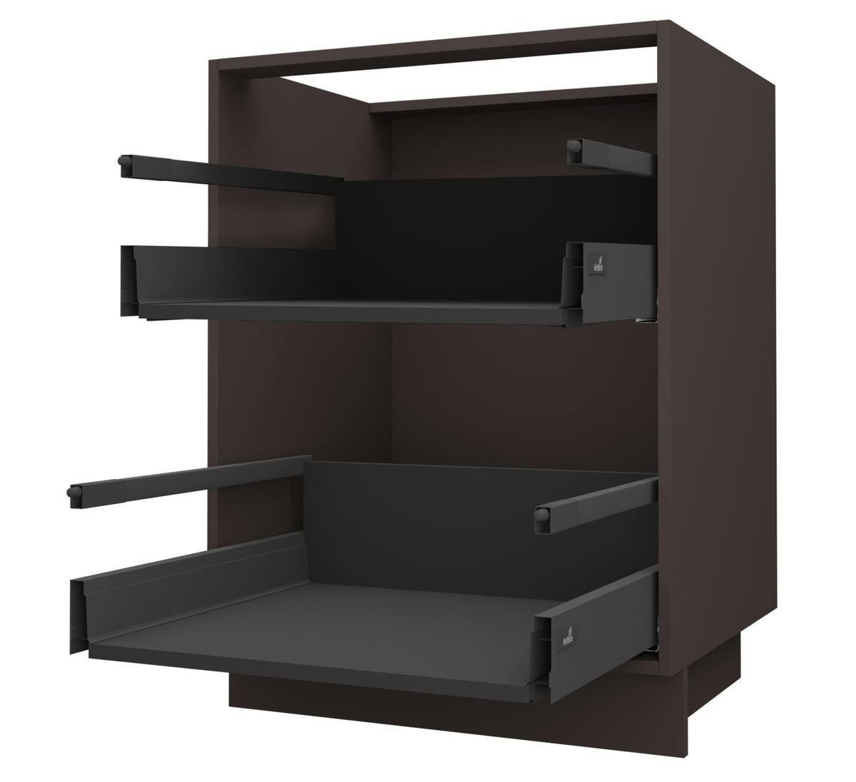 SCHUBLADENUNTERSCHRANK Brerra D2A/90 Korpus lava / Front RAL 1019 graubeige Matt 90 / 50 / 82cm - Dunkelgrau/Graubraun, Holz/Holzwerkstoff (90/82/50cm) - Feldmann-Wohnen