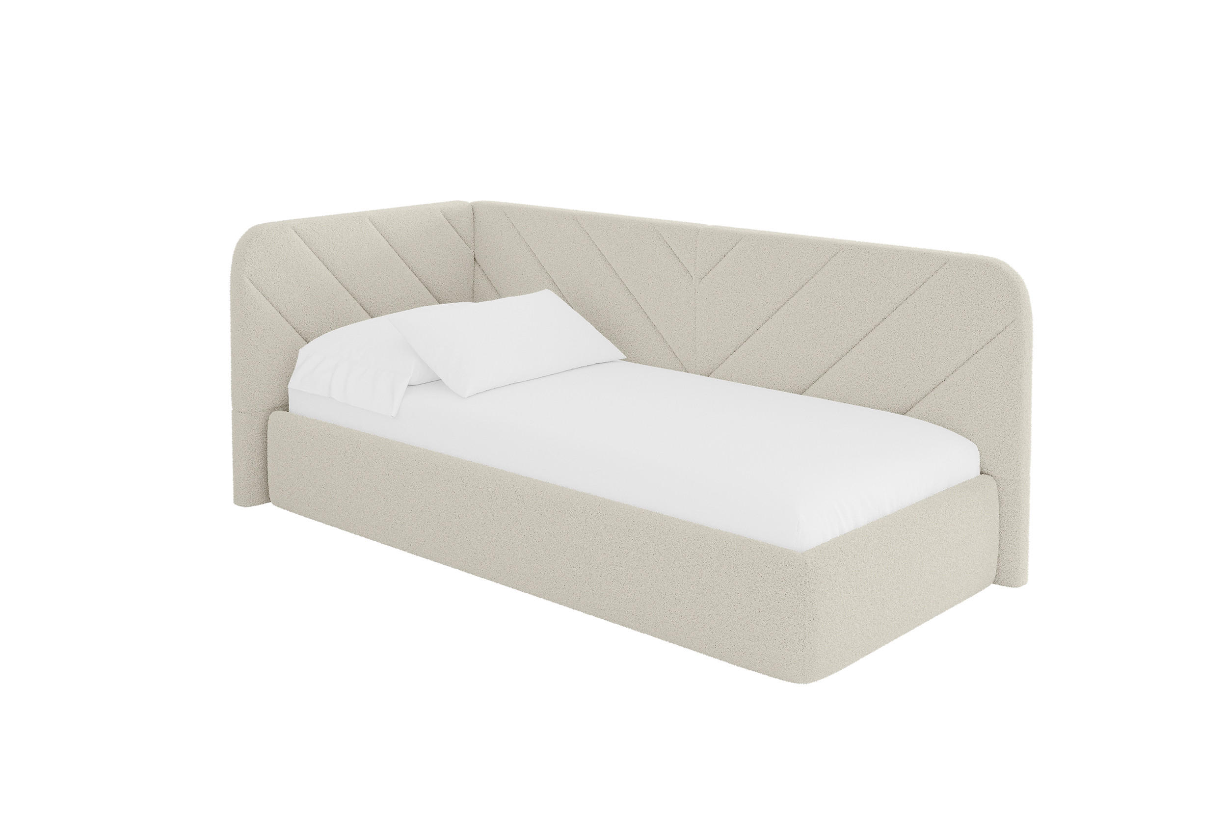 EINZELLBETT Jugendbett mit Bettkasten und Matratze H3/H4, Rechts - FIKY 90x200 Beige - Perlmutt, Holzwerkstoff/Textil (90/200cm) - ALTDECOR