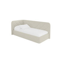 EINZELLBETT Jugendbett mit Bettkasten und Matratze H3/H4, Rechts - FIKY 80x200 Beige - Perlmutt, Holzwerkstoff/Textil (80/200cm) - ALTDECOR