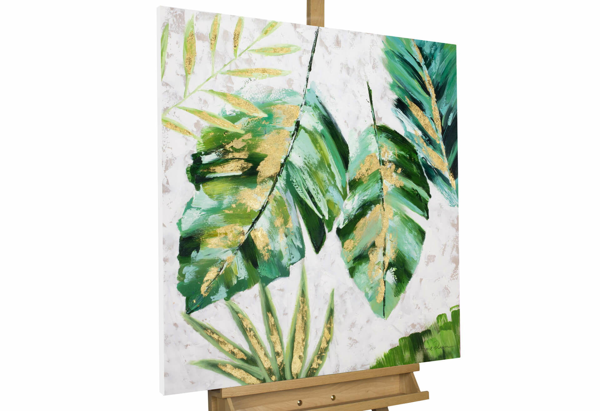 KUNSTLOFT RUČNĚ MALOVANÝ AKRYLOVÝ OBRAZ ZELENÝ/BÍLÝ, 90/90 CM