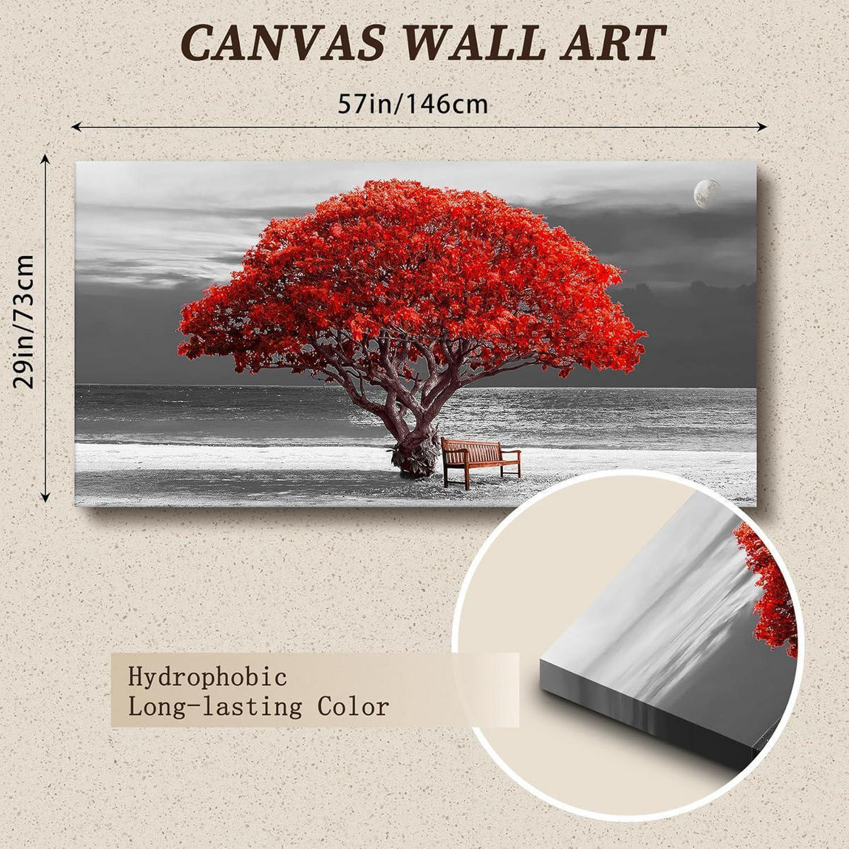 LEINWANDBILD Baum des Lebens 150 x 75 cm - Rot, Papier (75/0.5cm)