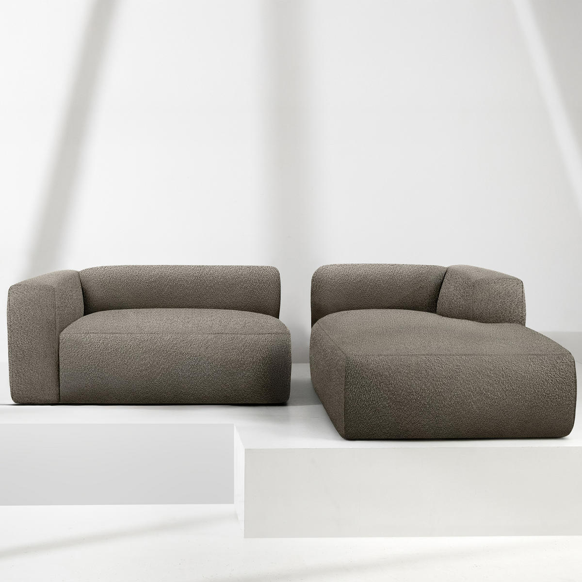 ECKSOFA RECHTS BUFFO, kühles Braun - Braun, Holz/Holzwerkstoff (225/176cm) - KONSIMO®