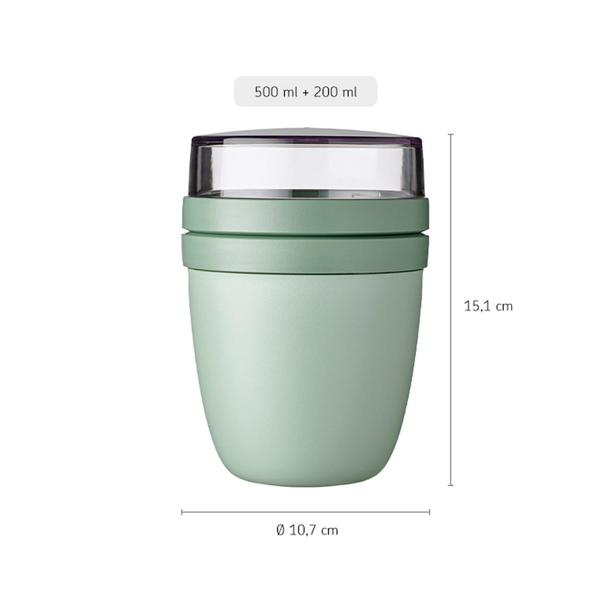 LUNCHPOT SWITCH Ellipse Nordic Black 500 ml (+ 200 ml) - Schwarz, Kunststoff (10.7/15.1/10.7cm) - Mepal
