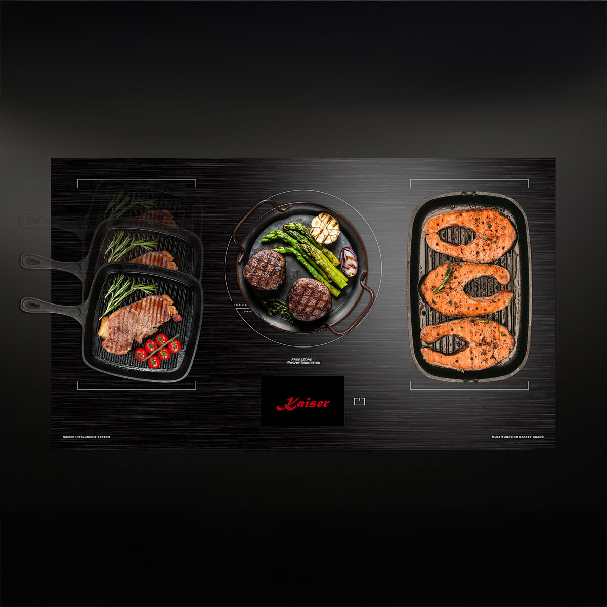 BACKOFEN-SET Elektro Einbau Backofen 60 cm Rot EH 6355 RotEm +KCT 9140 FI Induktionskochfeld 90 cm Schwarz - Rot, Metall (59.4/59.4/57.5cm) - Kaiser Küchengeräte