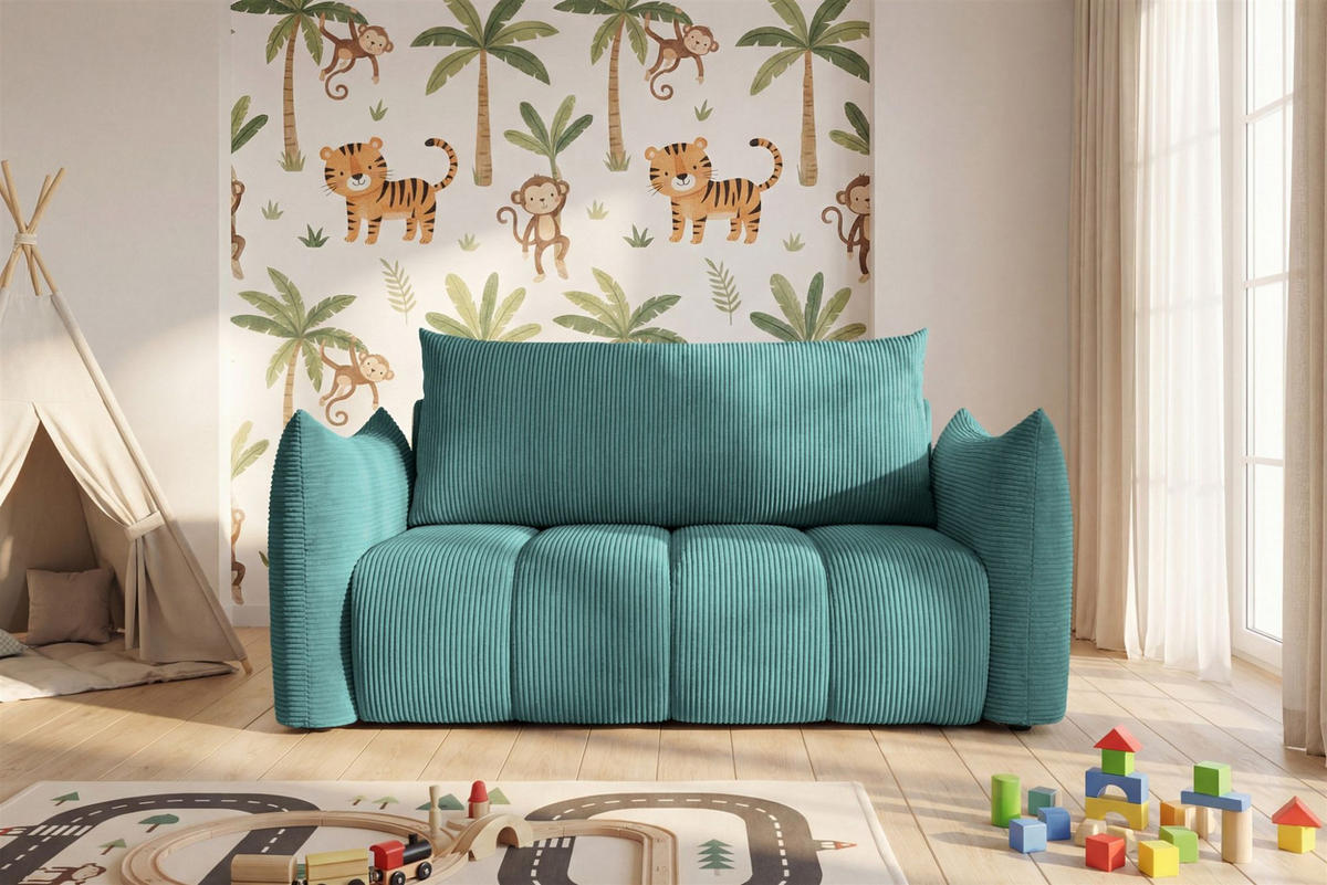 SOFA 2er-sitzer Ontario Mit Liegefunktion - Türkis, Holzwerkstoff/Textil (162/86/101cm) - Fun Möbel