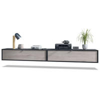 LOWBOARD Lana Fronten in Eiche Nordic - Silbereichenfarben, Holzwerkstoff (120/29/37cm) - Vladon