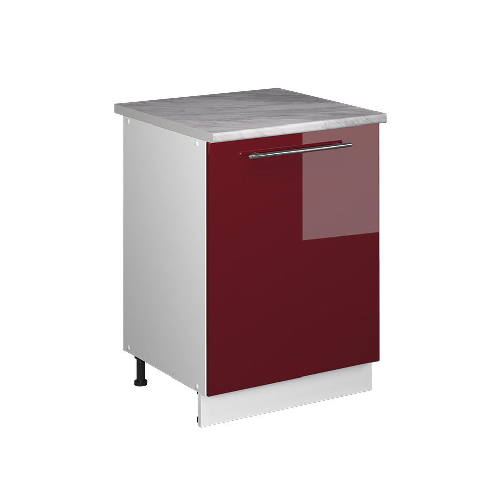 KÖKSUNDERSKÅP Fame-Line, Bordeaux högblank/Vit, 60 cm 1 dörr med bänkskiva Bordeaux, Vit 82/60/60 cm