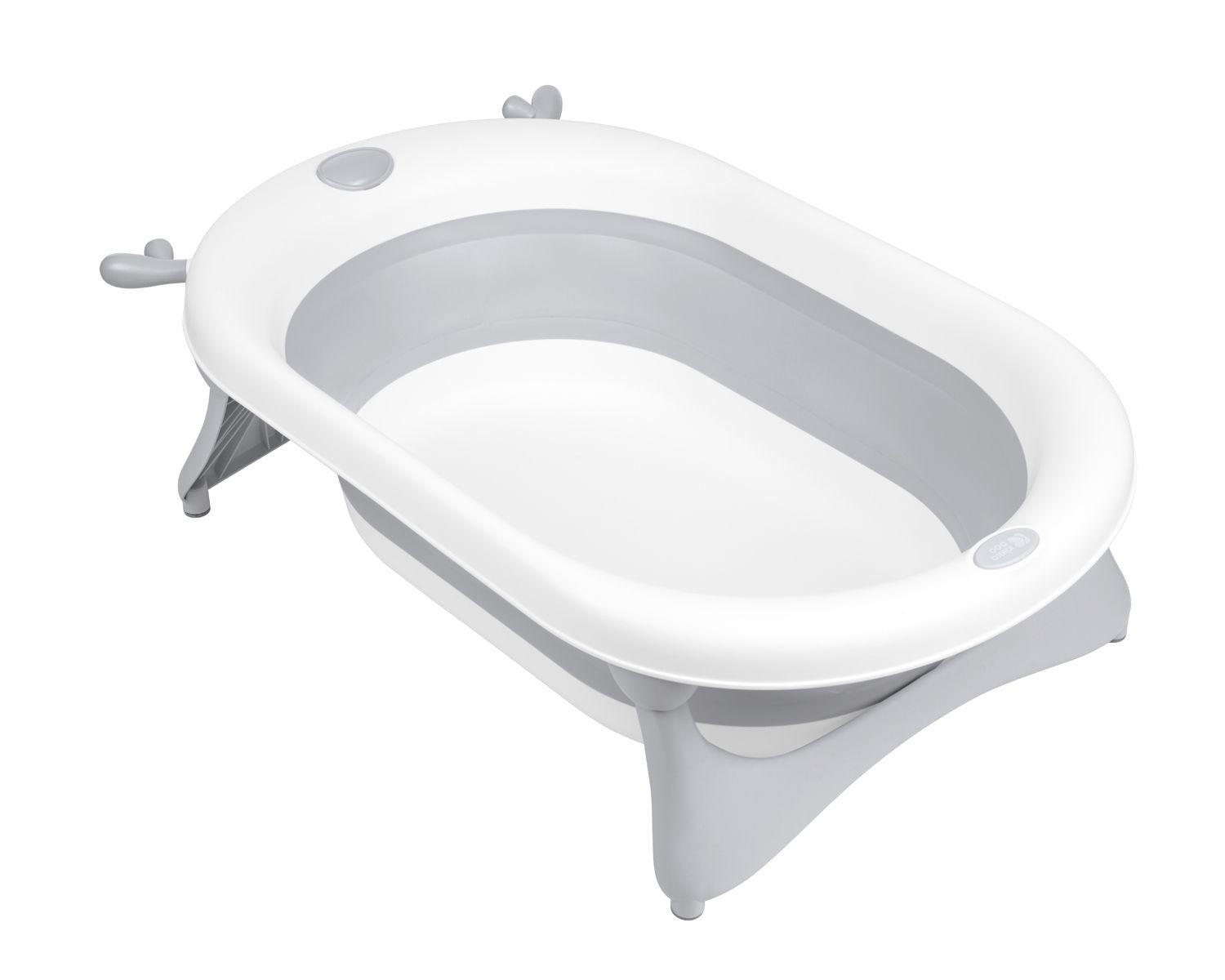 BABYBADEWANNE Foldy grau faltbar, Wasserablauf, ab Geburt, rutschfeste Beine, für unterwegs - Grau, Kunststoff (51/81.5cm) - Kikka boo
