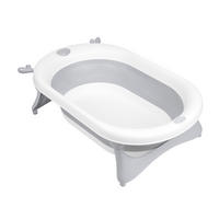 BABYBADEWANNE Foldy grau faltbar, Wasserablauf, ab Geburt, rutschfeste Beine, für unterwegs - Grau, Kunststoff (51/81.5cm) - Kikka boo