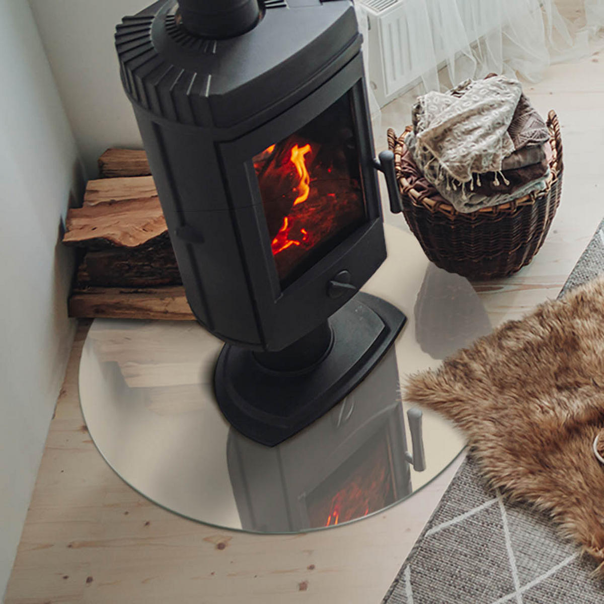 GLASPLATTE für Kamin Ø 70 cm Gelb - Gelb, Glas (70/70/0.4cm) - ArtPrintCave