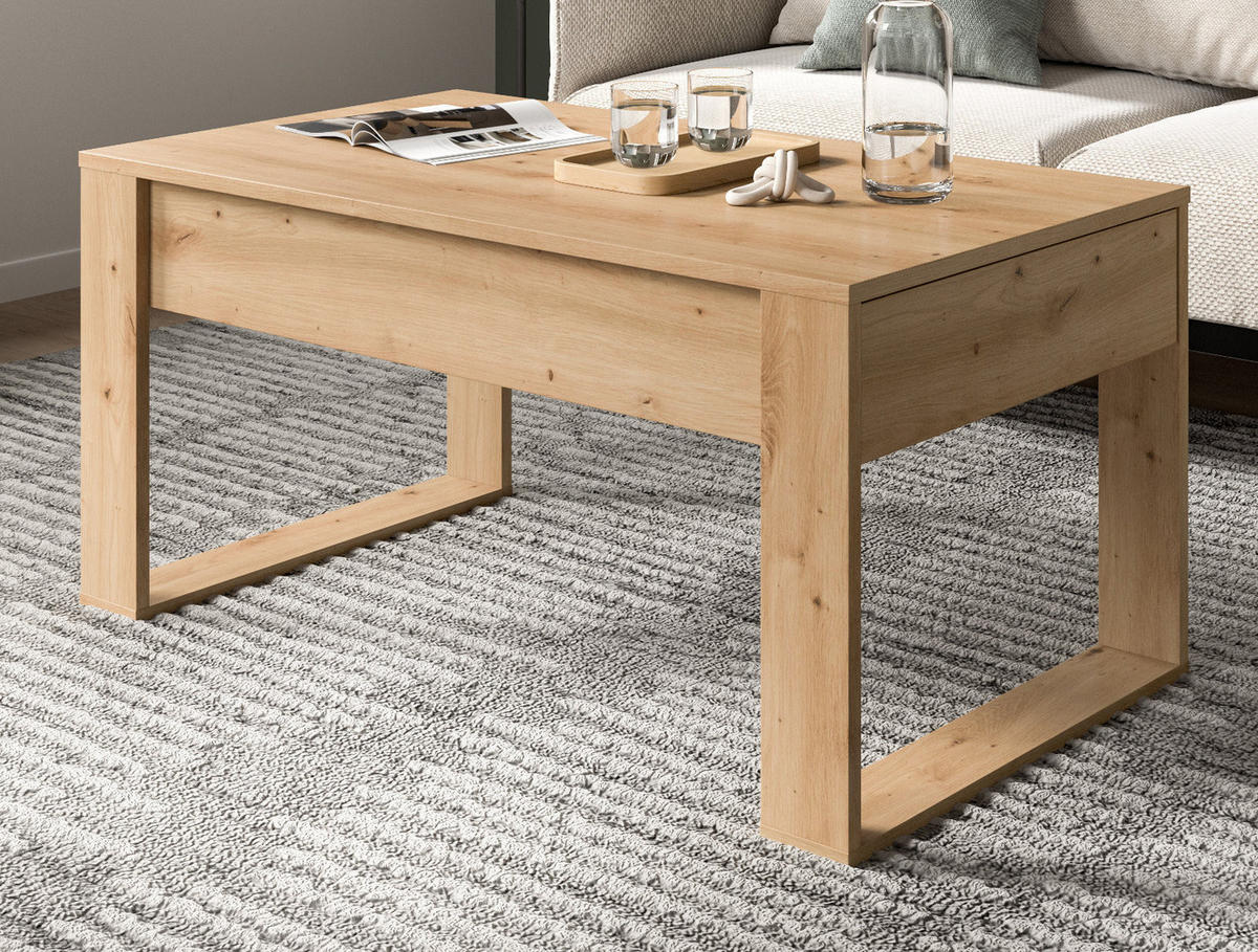 COUCHTISCH Eiche Artisan, Beistelltisch mit 2x Schubkasten, 110 x 60 cm Jonte - Eiche Artisan, Holzwerkstoff (110/60/53cm) - Inn.Furn