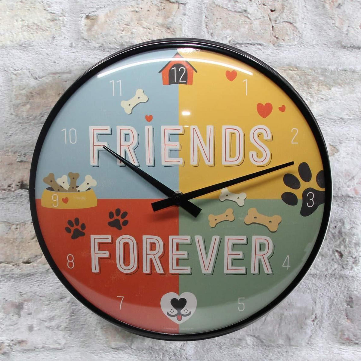 WANDUHR 31 cm Pfotenschild Friends Forever - Multicolor, Metall (31/31/5cm) - Nostalgic-Art