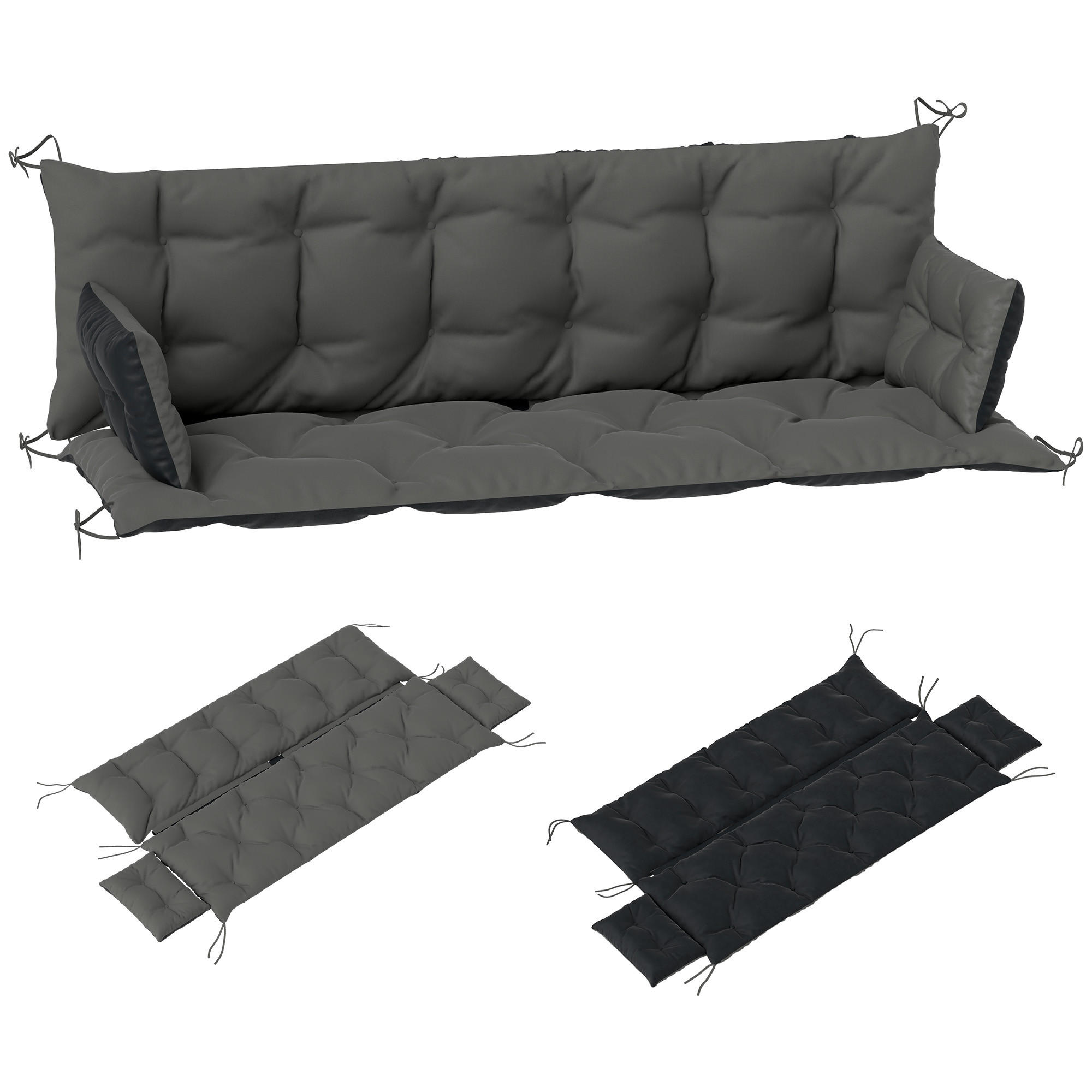 BANKAUFLAGE 3 Sitzer 180x110x8 cm - Dunkelgrau, Kunststoff (110/8/180cm) - Outsunny