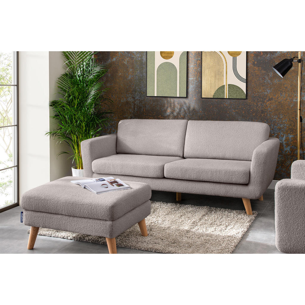 Thumbnail - Konsimo® Sitzhocker, Hellgrau, Textil, 65x46x80 cm, FSC 100%, Hergestellt in Europa, Wohnzimmer, Hocker, Sitzhocker