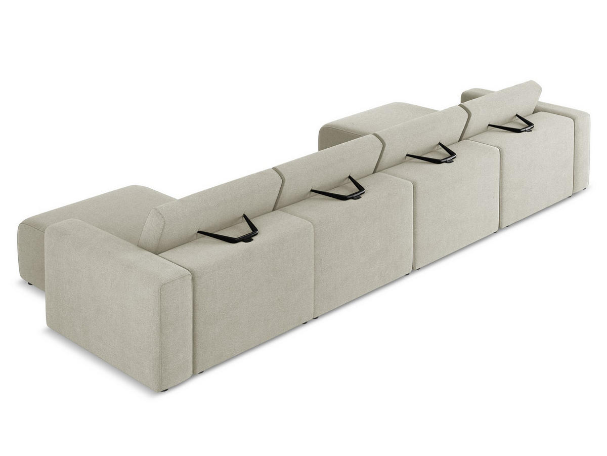 WOHNLANDSCHAFT Strukturstoff Stoff Beige - Beige/Creme, Kunststoff/Textil (404/80/167cm) - Makamii