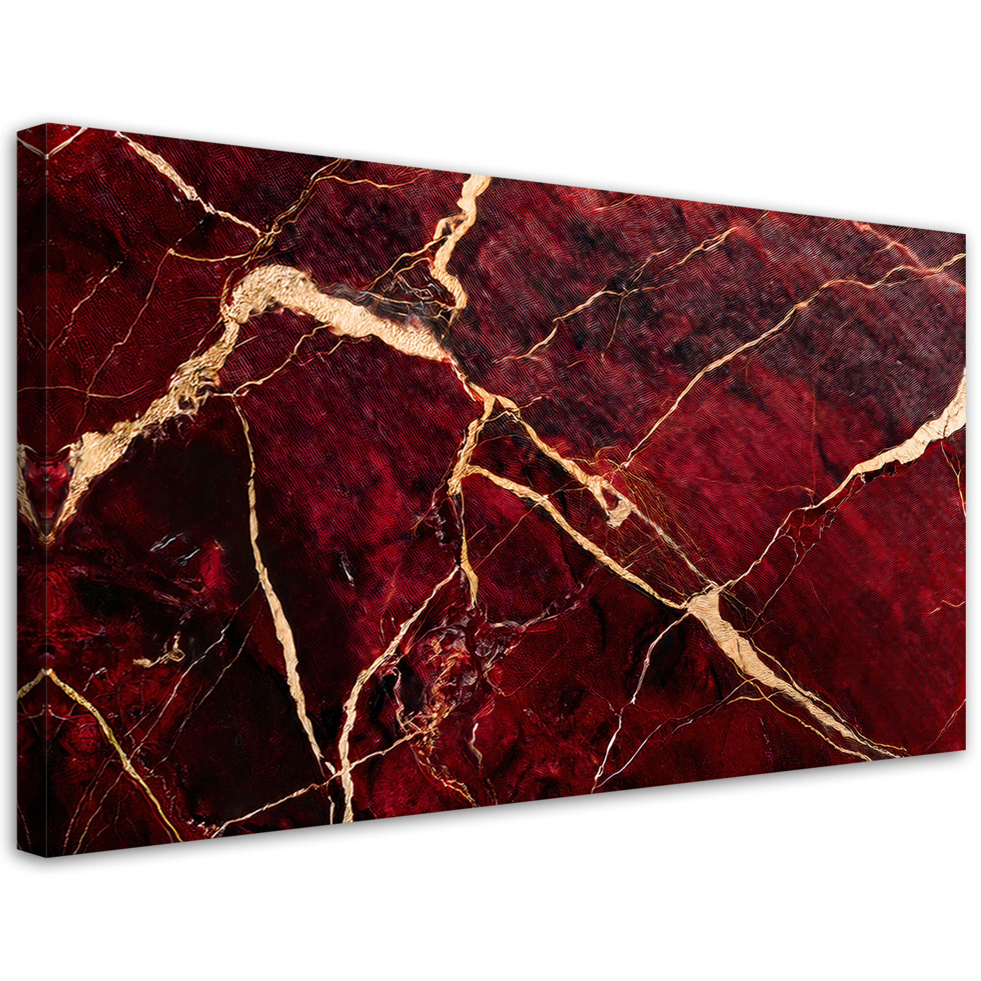 LEINWANDBILD Roter Marmor mit goldenem Loft-Stil 120x60cm - Rot, Textil (120/60cm) - Feeby