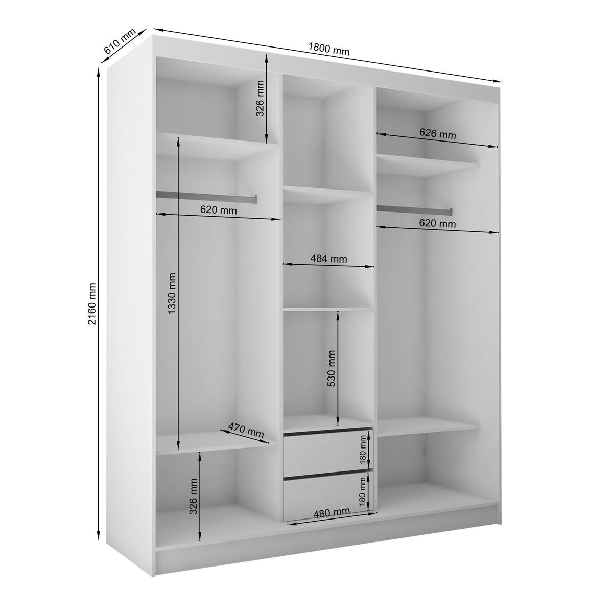 SCHWEBETÜRENSCHRANK SOFIA 180/216/61 cm 3-türig Grau - Grau, Holzwerkstoff (180/216/61cm) - MASSENO