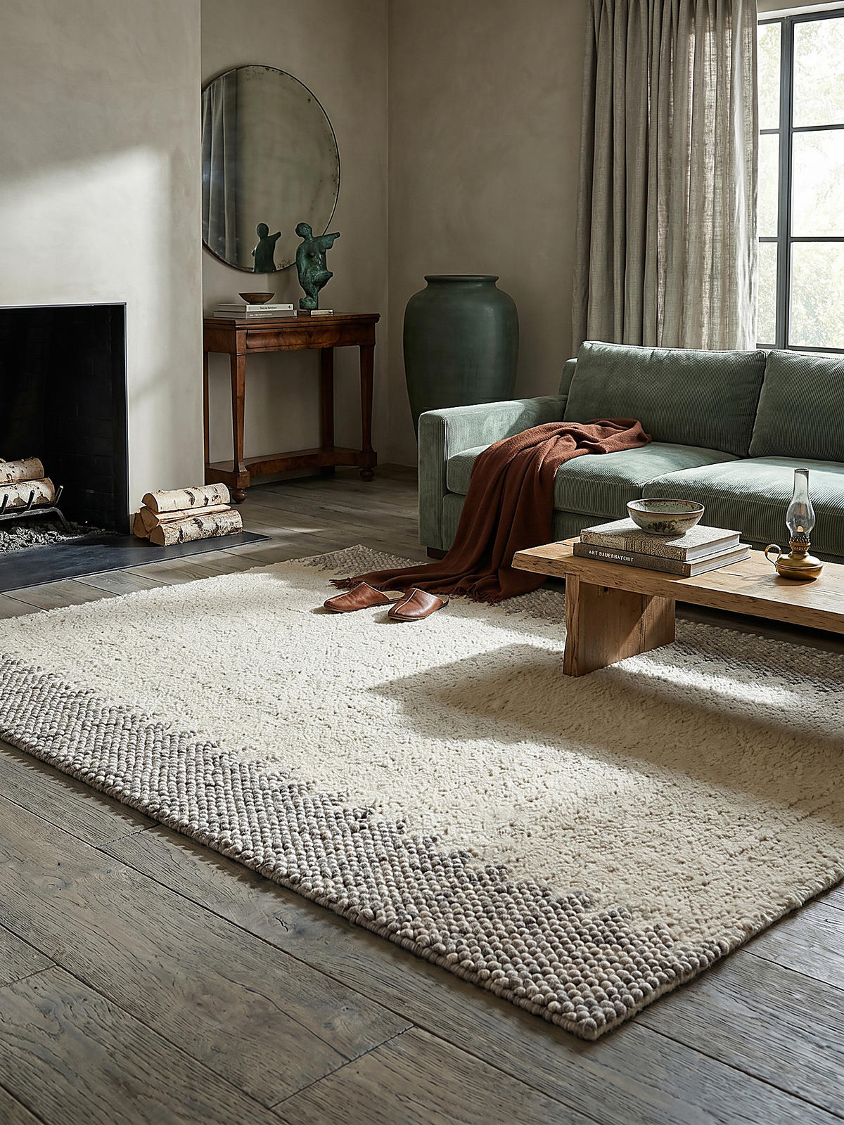 WOLLTEPPICH handgewebt MEDWAY, mit Bordüre, Beige, 80 x 150 cm - Beige, Textil (80/150cm) - KADIMA DESIGN