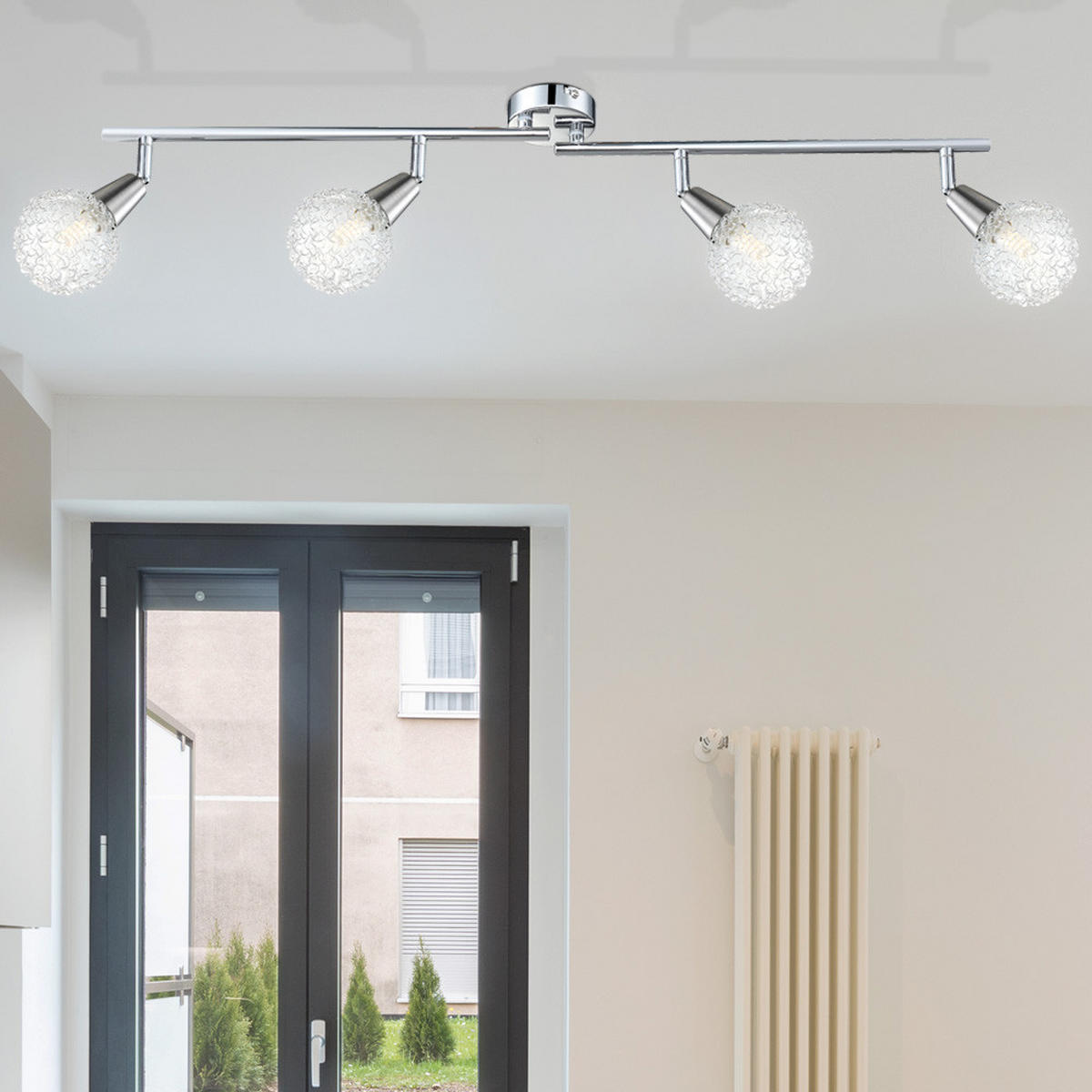 LED DECKENLEUCHTE CICER Silber Geflecht - Silberfarben, Glas (80/9/22cm) - Globo Lighting