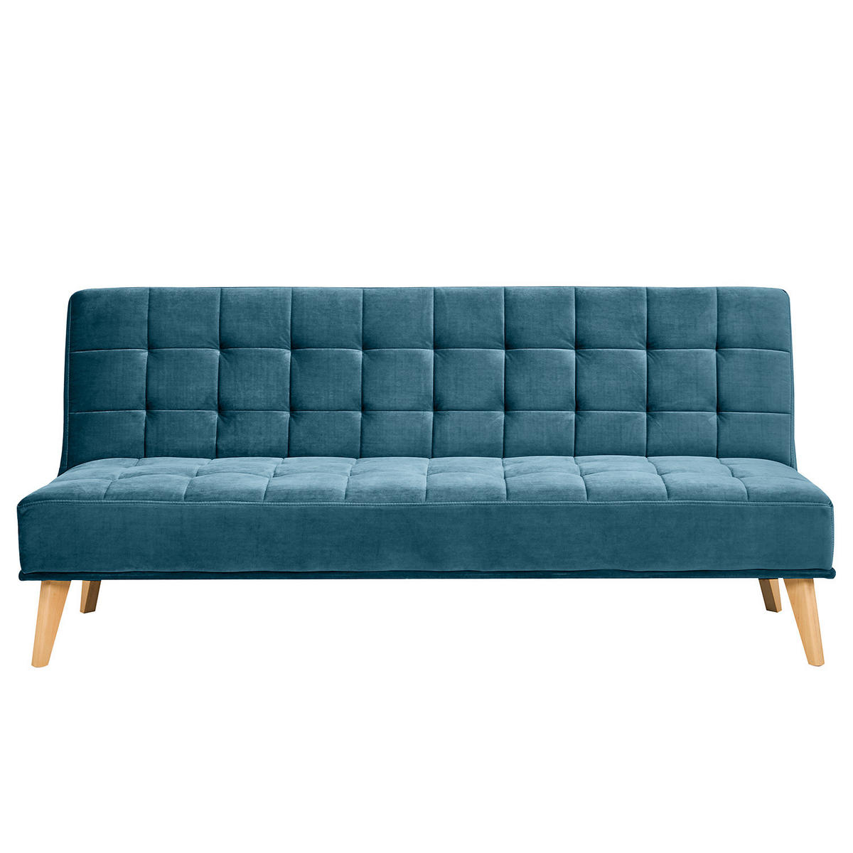 SCHLAFSOFA - Hellbraun/Dunkelblau, Holz/Birkenholz (180/81/86cm) - home24