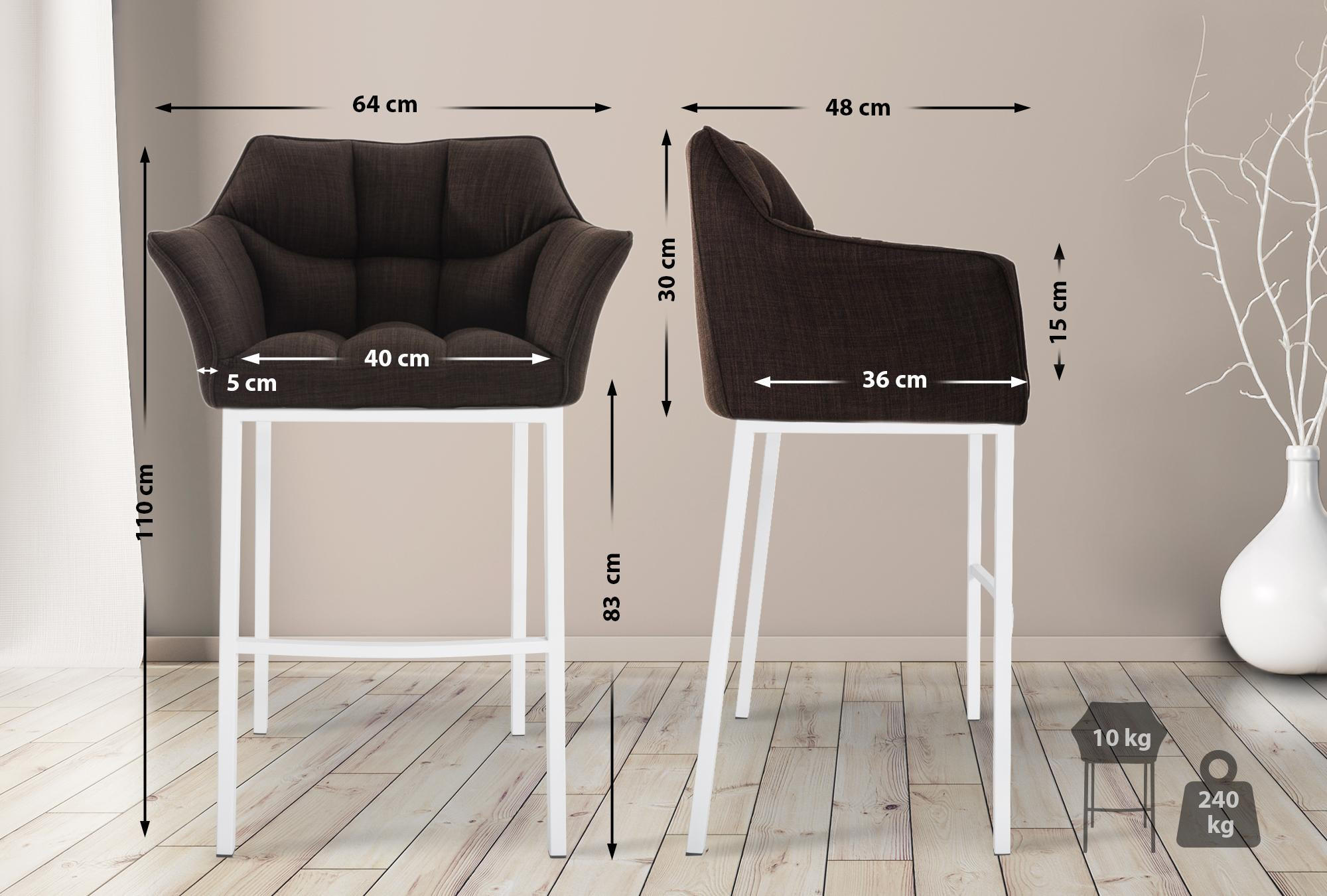 BARHOCKER Stoff Braun - Weiß/Braun, Textil/Metall (64/110/48cm) - CLP