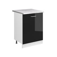 KÜCHENUNTERSCHRANK R-Line, Schwarz Hochglanz/Weiß, 60 cm mit 1 Tür Arbeitsplatte Marmor - Schwarz Hochglanz/Weiß, Holzwerkstoff (60/81.6/60cm) - Vicco