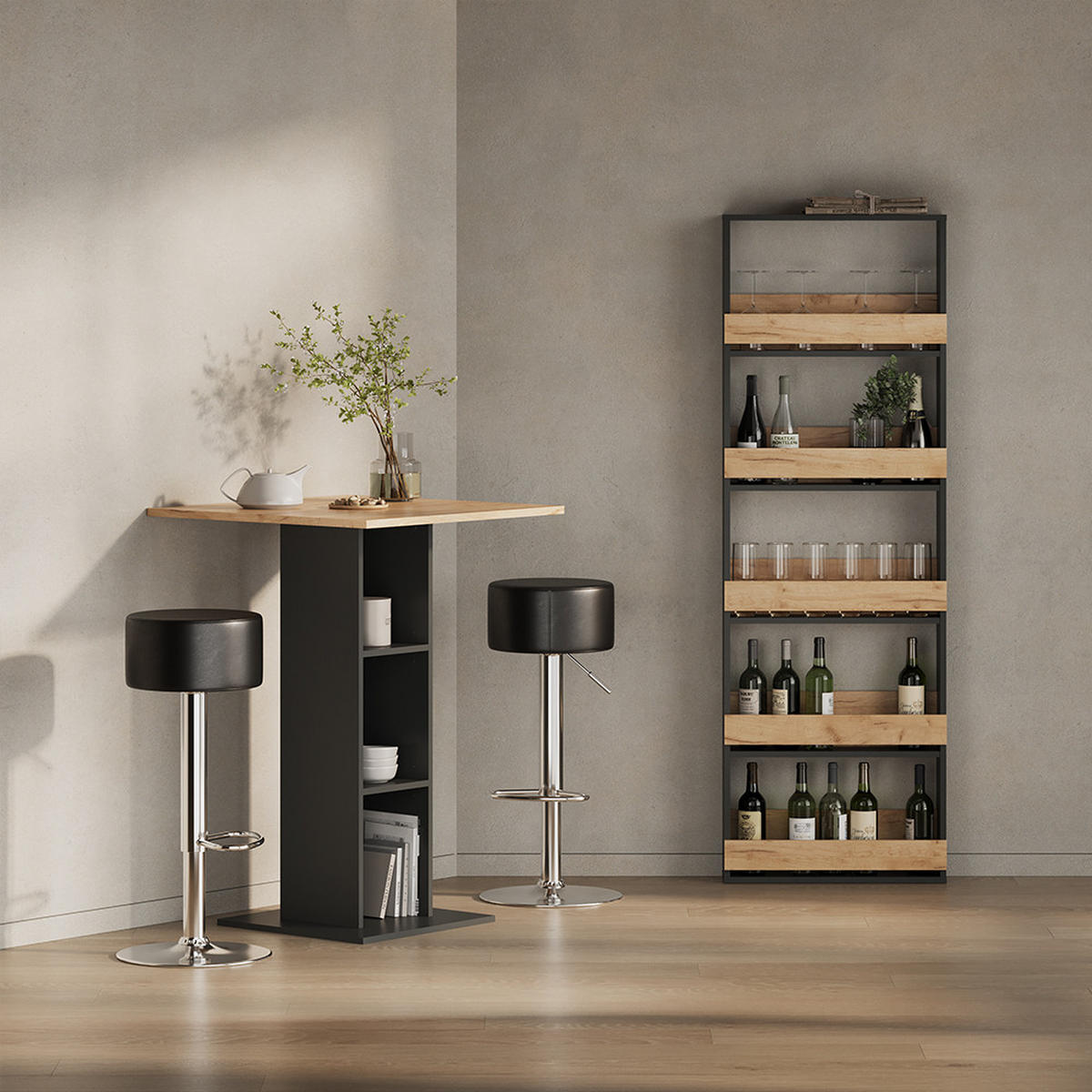 BARTISCH Regusa Goldkraft Eiche/Anthrazit 75 x 75 cm - Honigeiche/Anthrazit, Holzwerkstoff (75/75/106cm) - Livinity®