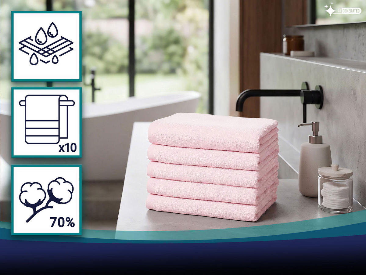 HANDTÜCHER, 10er-Set, 50x100 cm, 70% Baumwolle, 30% Polyester, Rosa - Rosa, Textil (50/100cm) - Zollner