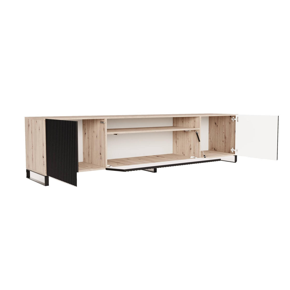 TV-SCHRANK NOE - Schwarz/Eiche Artisan, Holzwerkstoff (200/53/41cm) - Meblini