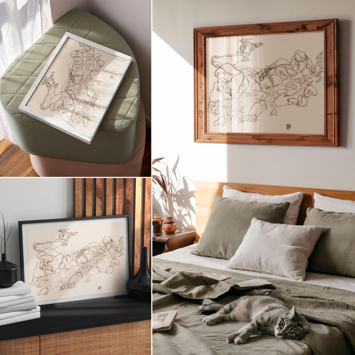 POSTER - 42x29 cm (A3) - Egon Schiele - Gebirgsbach - Beige, Textil (42/29.7/0.1cm) - TULUP