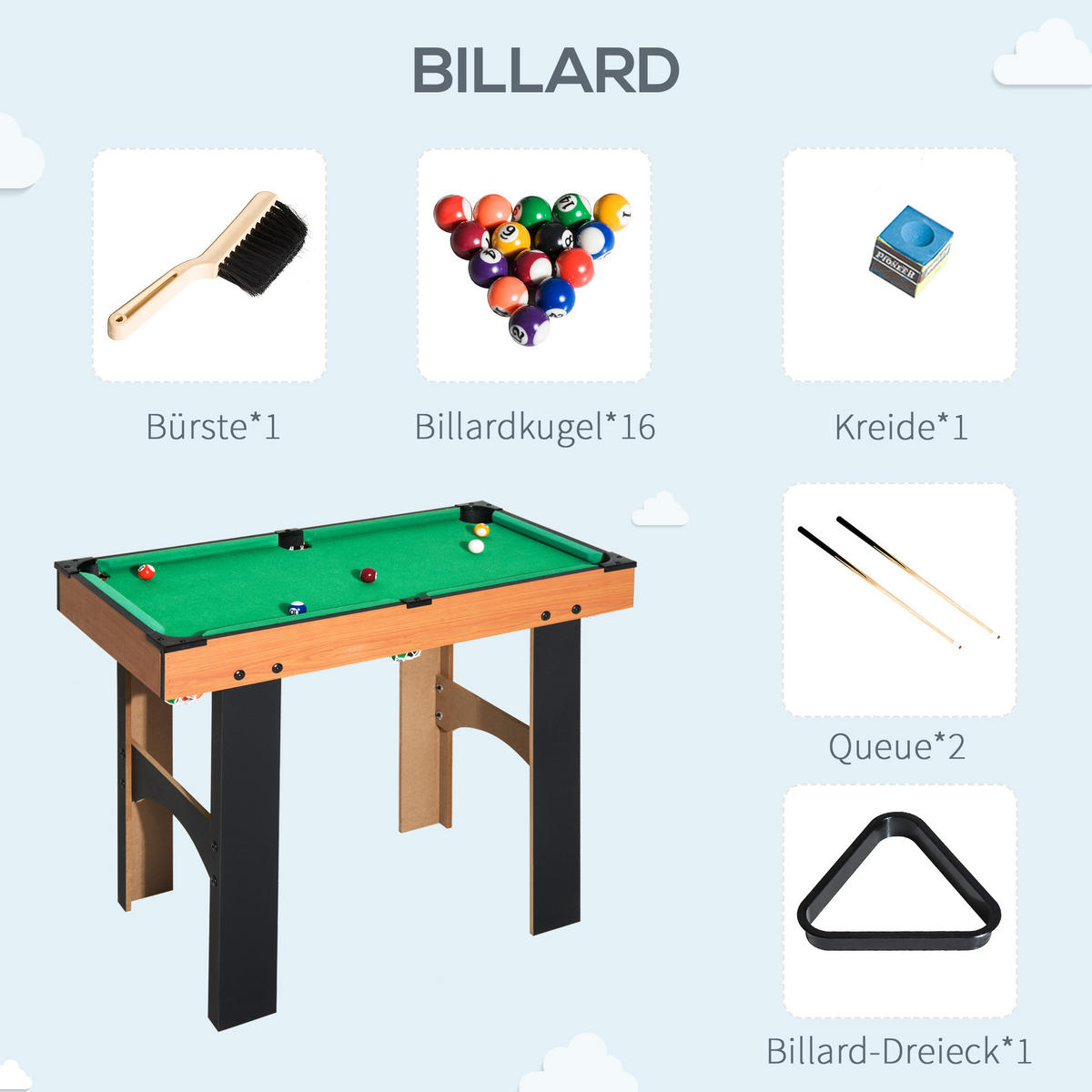 MULTIGAME Spieletisch - Schwarz/Naturfarben, Holzwerkstoff (43/87cm) - HOMCOM