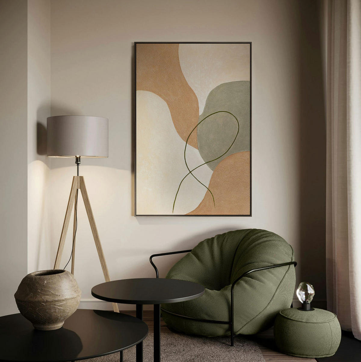 GEMÄLDE Verflechtung Schattenfugenrahmen Grau 120x80 cm - Grau, Holz (120/80cm) - YS-art gallery