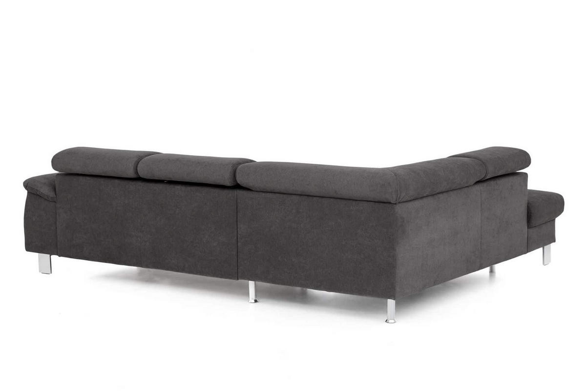 ECKSOFA mit Schlaffunktion und Bettkasten - Chromfarben/Dunkelgrau, Holz/Textil (249/207cm) - Cotta