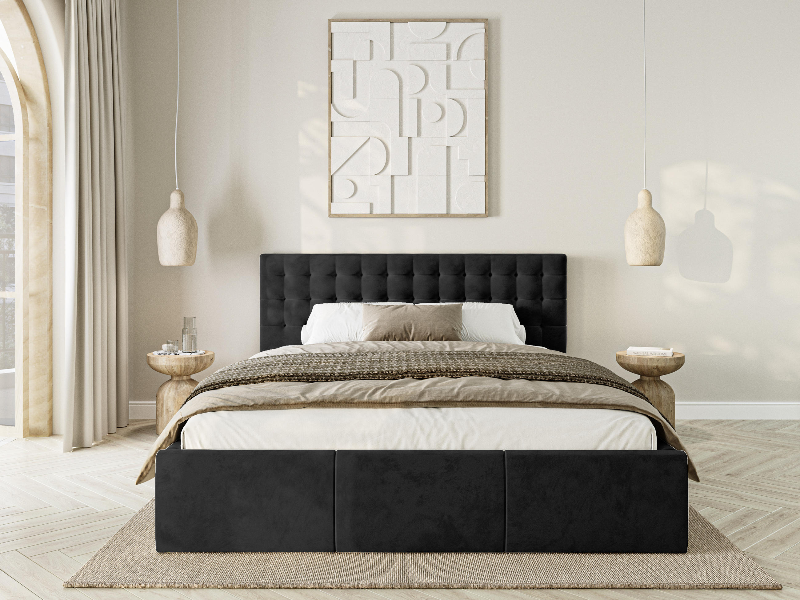 POLSTERBETT Lindos 120x200 cm, Schwarz - Schwarz, Textil (120/200cm) - Fedve