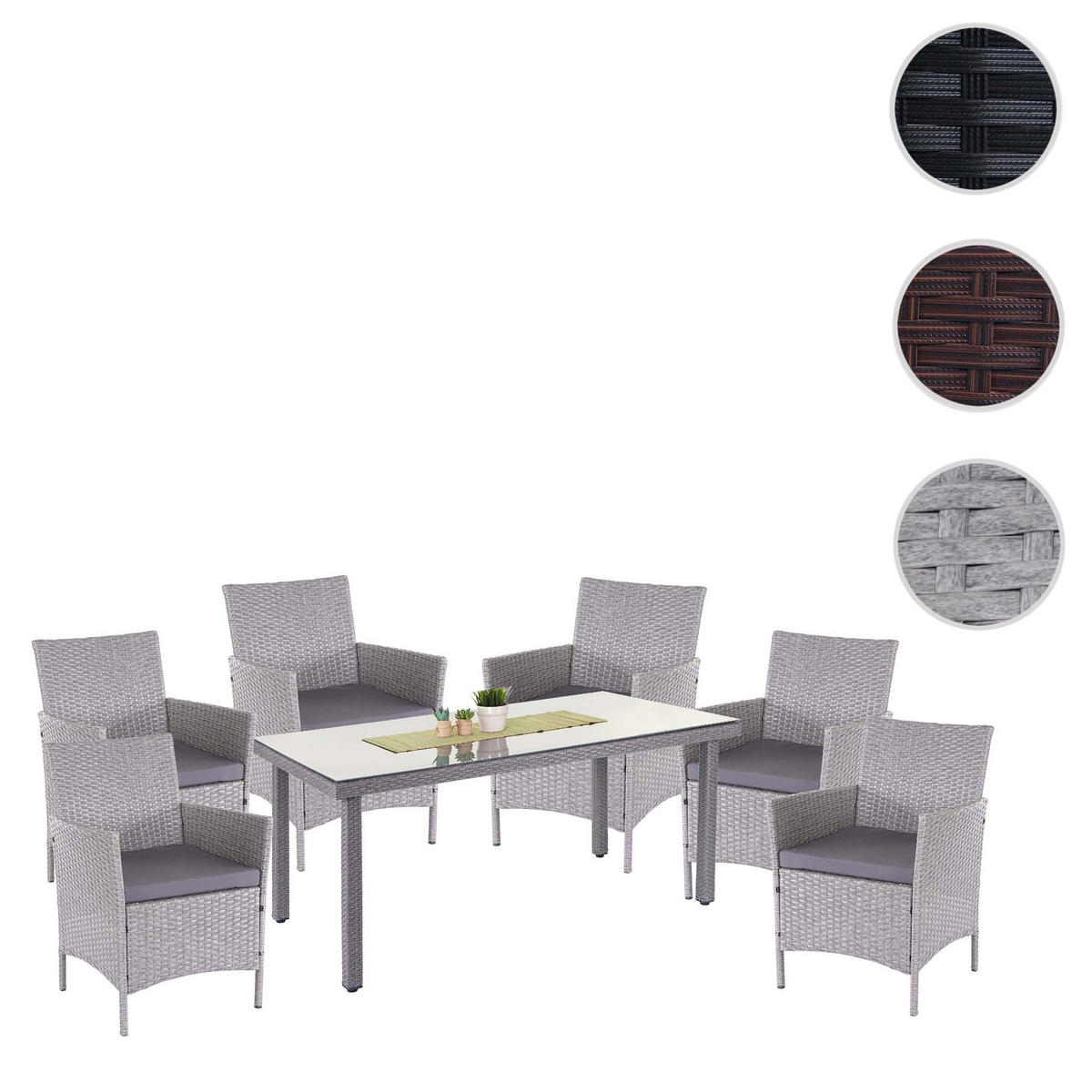 POLY-RATTAN-GARNITUR Grau, Anthrazit - Anthrazit/Grau, Kunststoff - MCW