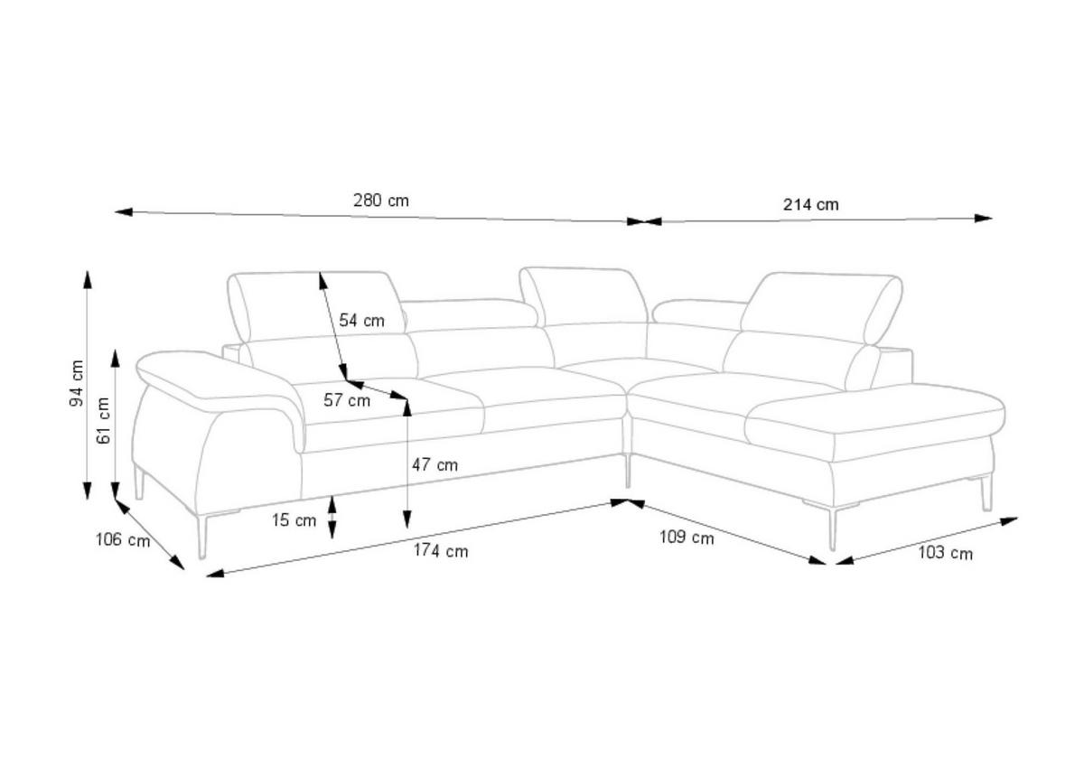 ECKSOFA BLUES Braun 280x214x94 cm - Braun, Textil (280/214cm) - FURNLUX