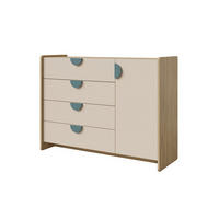 KINDERKOMMODE LEXO 09 123/91/40 cm in Eiche Cremona/Macadamia/Meeresblau - Blau/Eichefarben, Holzwerkstoff (123/91/40cm) - Deine Möbel 24